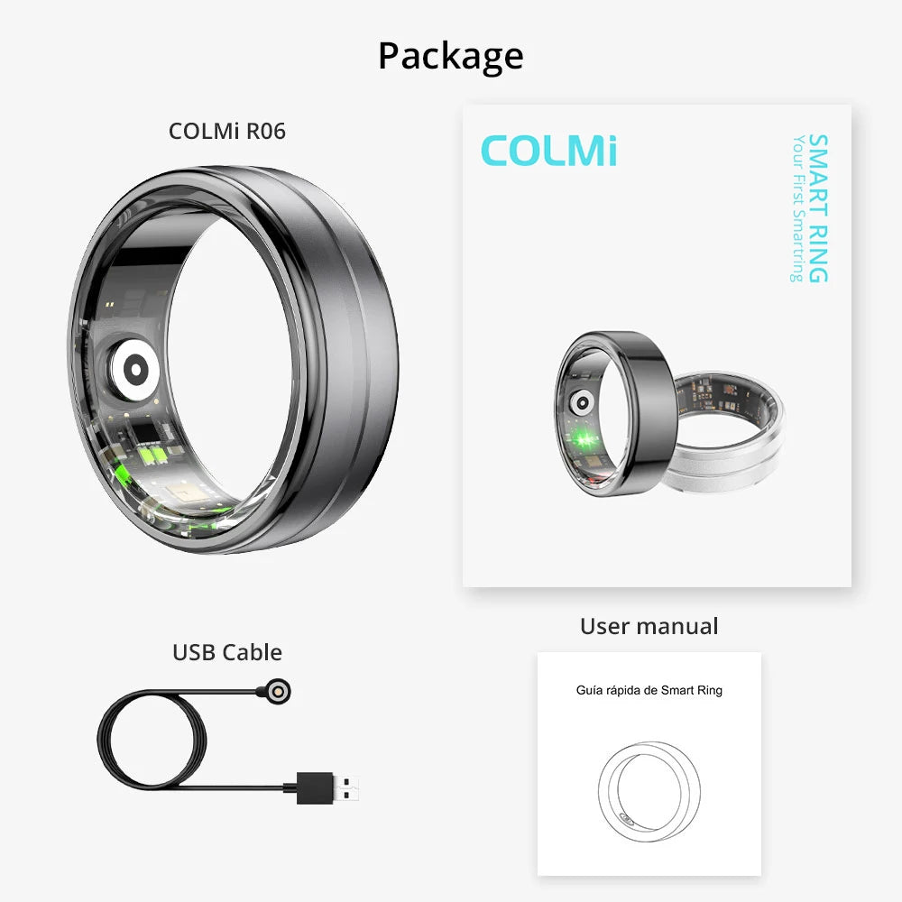 2024 R06 Smart Ring for Men and Women - Heart Rate and Blood Oxygen Monitor, IP68 & 5ATM Waterproof, Multi-Sport Functionality