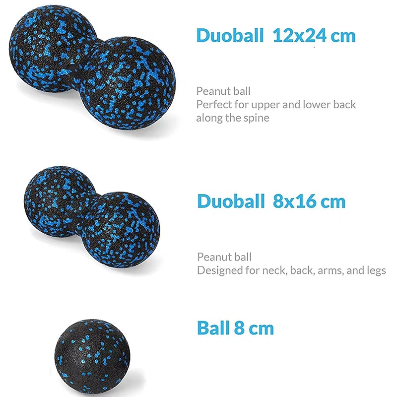 Peanut Fitness Massage Ball Set Yoga Roller Double Lacrosse Mobility Ball for Myofascial Physical Therapy Deep Tissue Massage